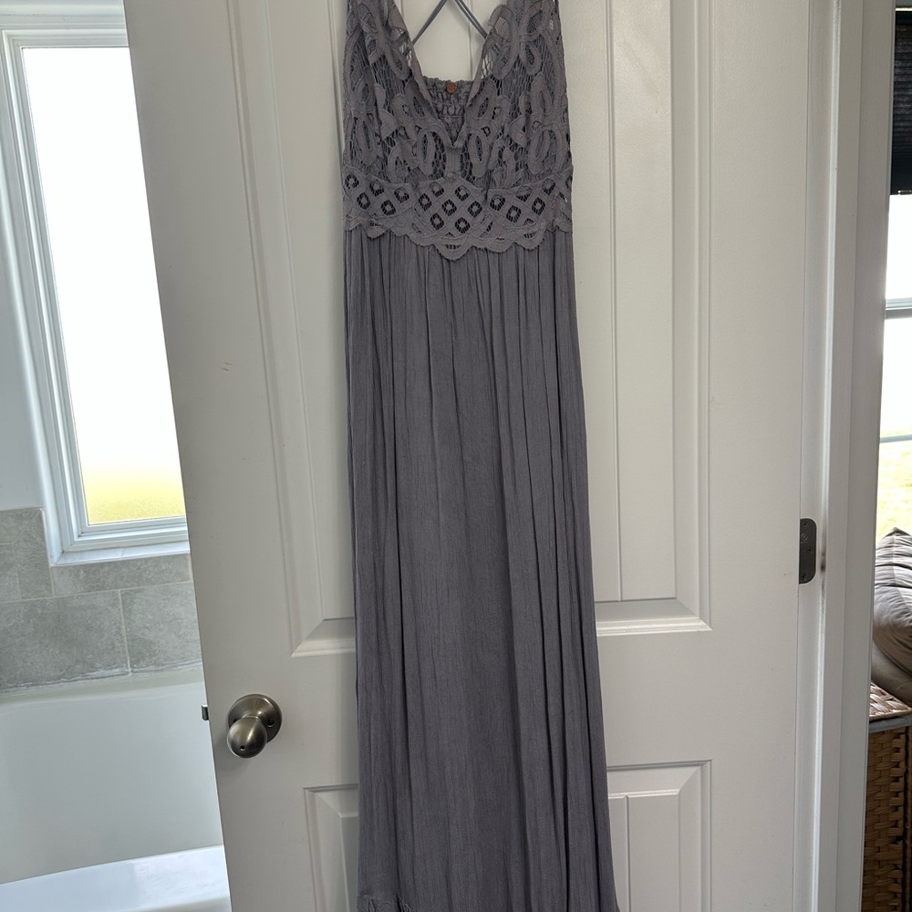 Free People Lavender One Adella Lace Maxi Dress